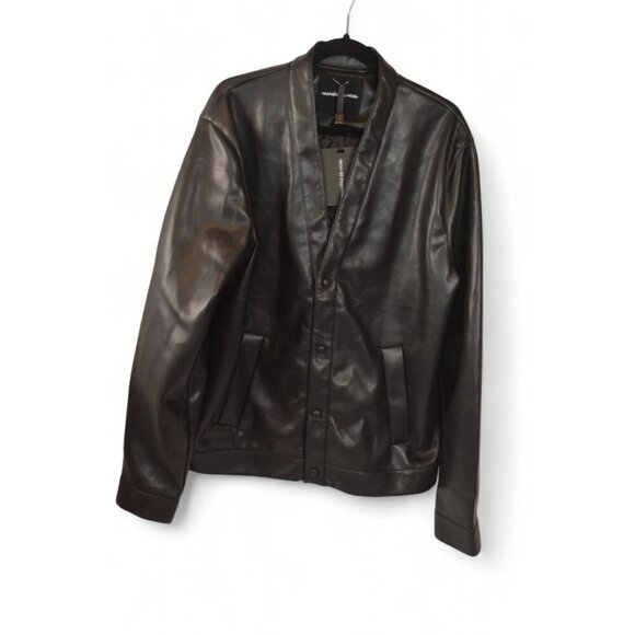 🖤 Mens MANNIER DE VOIR Black Faux Leather Button Jacket – Size XXL NWT - Picture 4 of 6